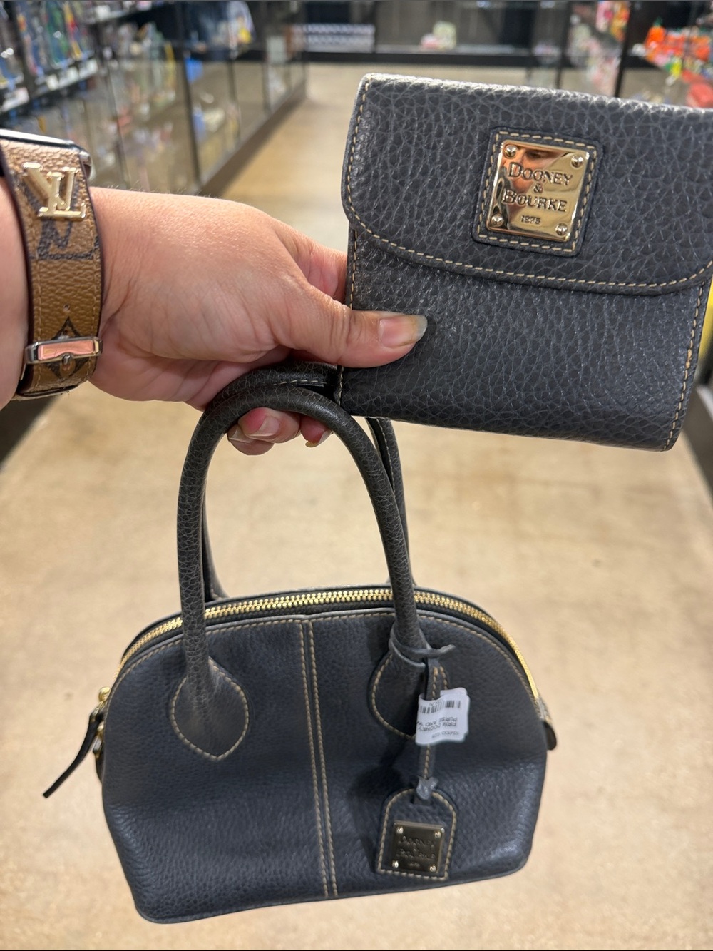 Dooney & Bourke Black Pebble Leather Mini Satchel with Matching Wallet